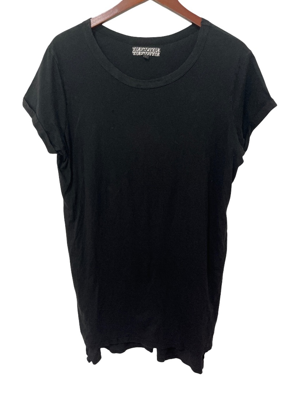 Groceries Apparel Women Large Black Organic Cotton Tee Shirt Dress Casual